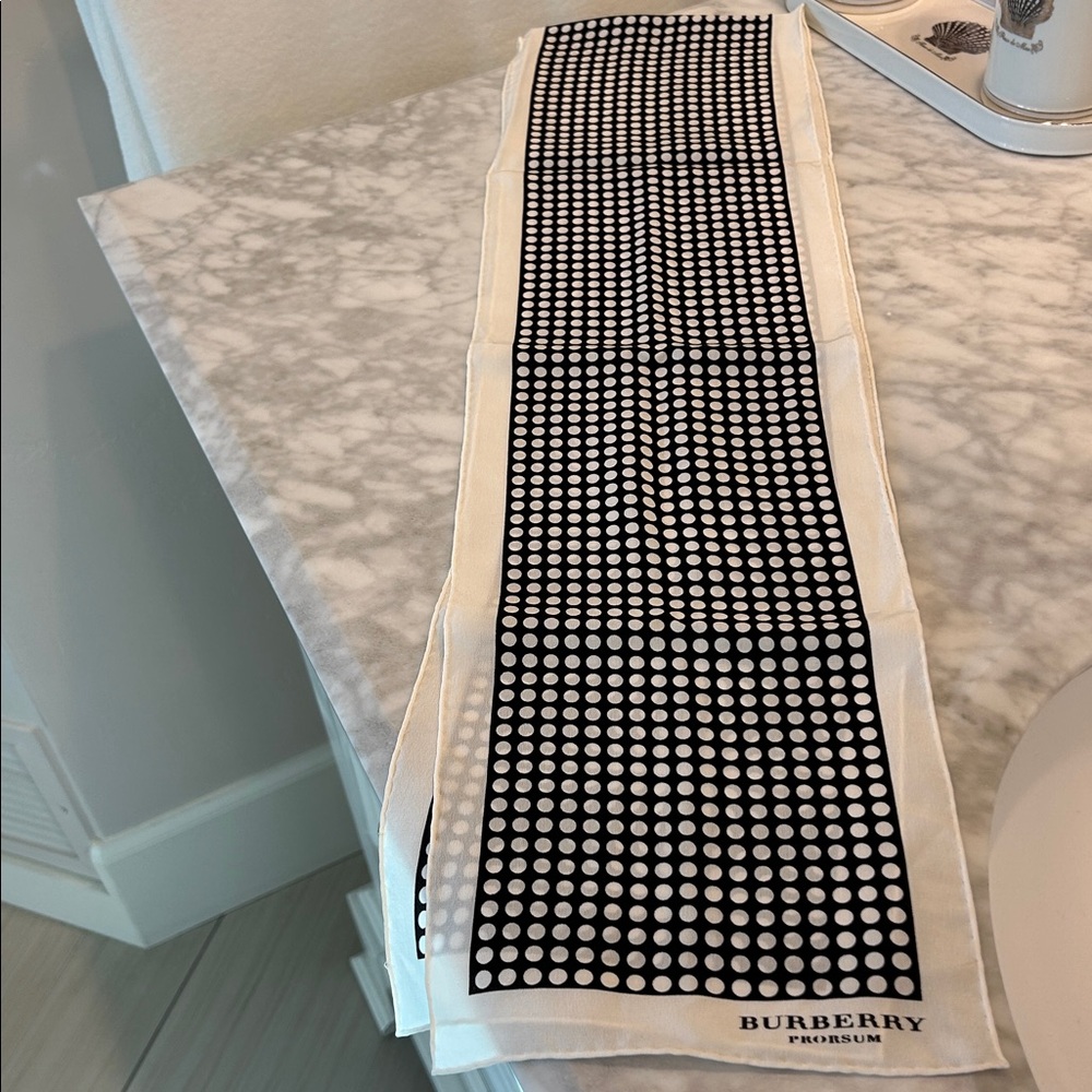 Burberry Black and White Polka Dot Scarf